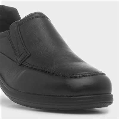 Baron Mens Black Slip On Leather Shoe