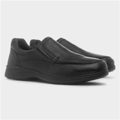Baron Mens Black Slip On Leather Shoe