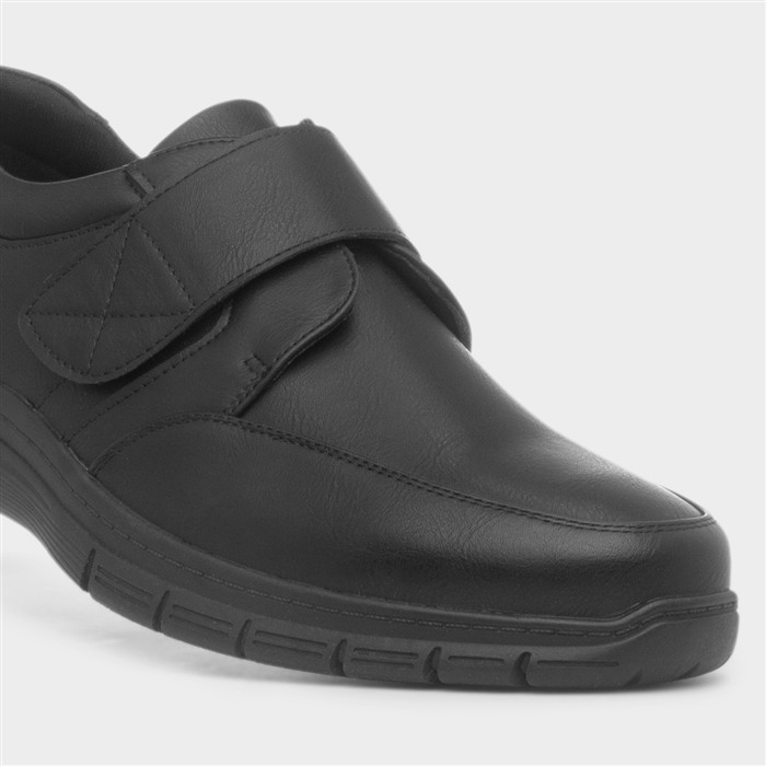 Nick Mens Black Easy Fasten Shoe