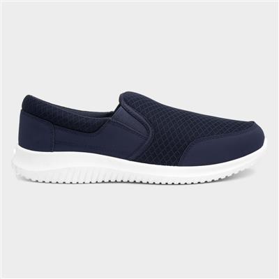 Barney Mens Blue Mesh Slip On Casual Trainer