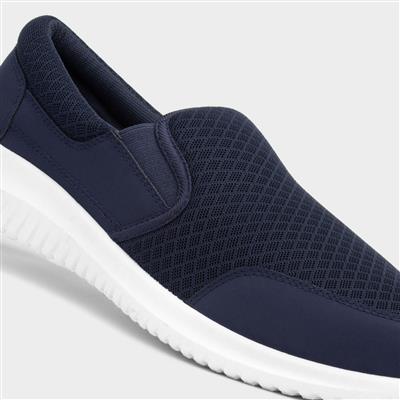 Mens Blue Mesh Slip On Casual Trainer