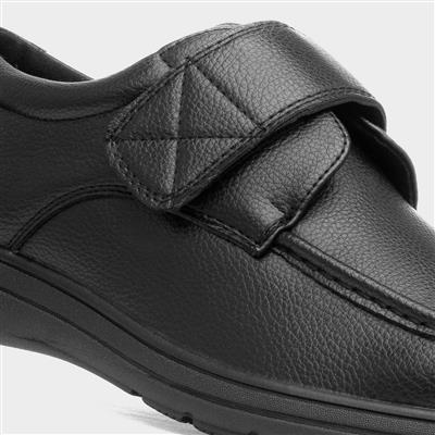 Mens Black Easy Fasten Shoe