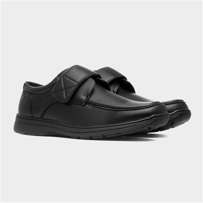 Mens Black Easy Fasten Shoe