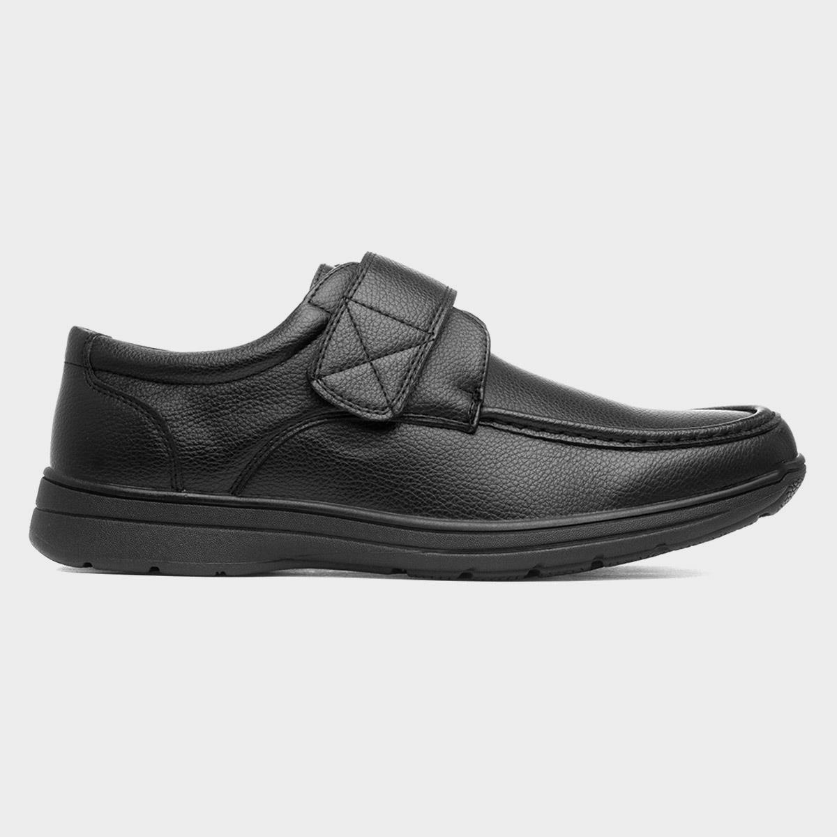 Mens Black Easy Fasten Shoe