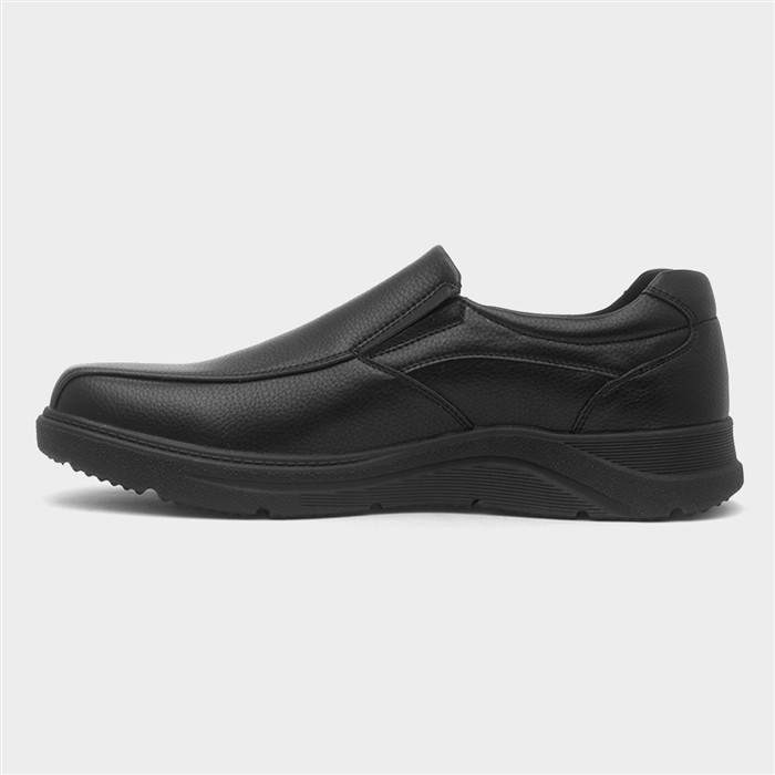 Mens Black Slip On Wide Fit Shoe