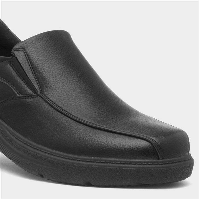 Mens Black Slip On Wide Fit Shoe
