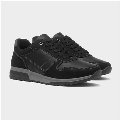 Mens Black Lace Up Casual Shoe