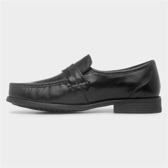 Keith Mens Black Leather Moccasin Loafer
