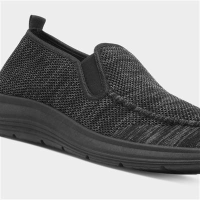 Harvey Mens Black Slip On Casual Shoe
