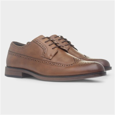 Mens Tan Lace Up Brogue Shoes