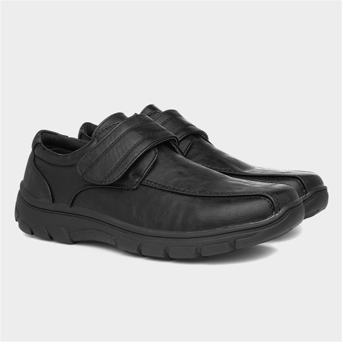 Graham Mens Black Easy Fasten Shoe