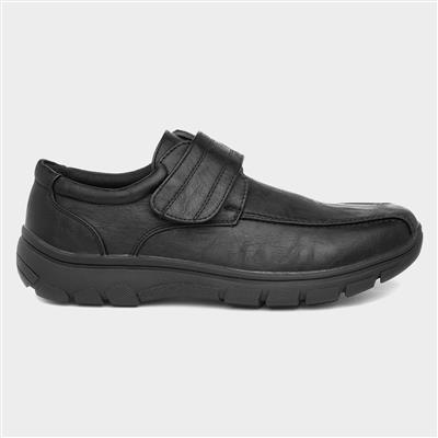 Mens Black Easy Fasten Shoe