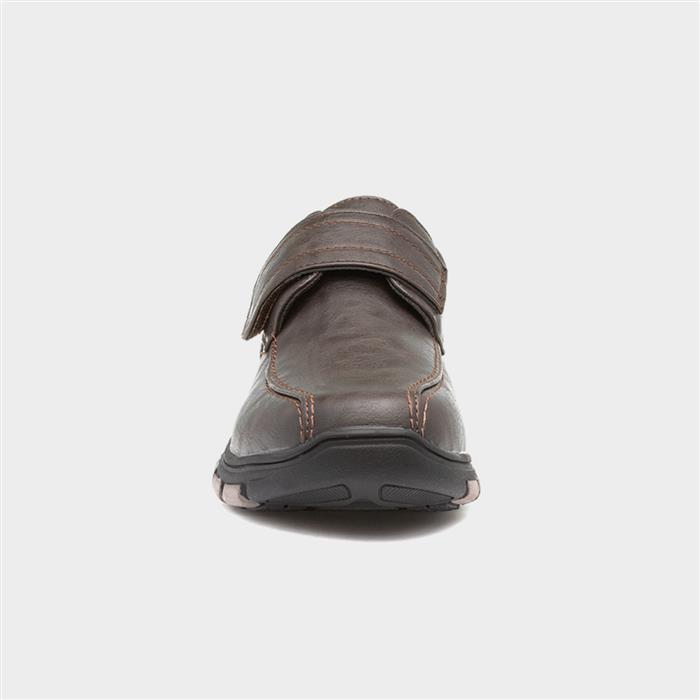 Mens Brown Easy Fasten Shoe