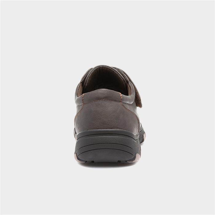 Mens Brown Easy Fasten Shoe