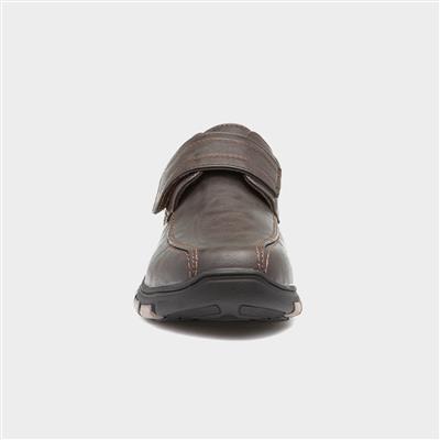 Mens Brown Easy Fasten Shoe