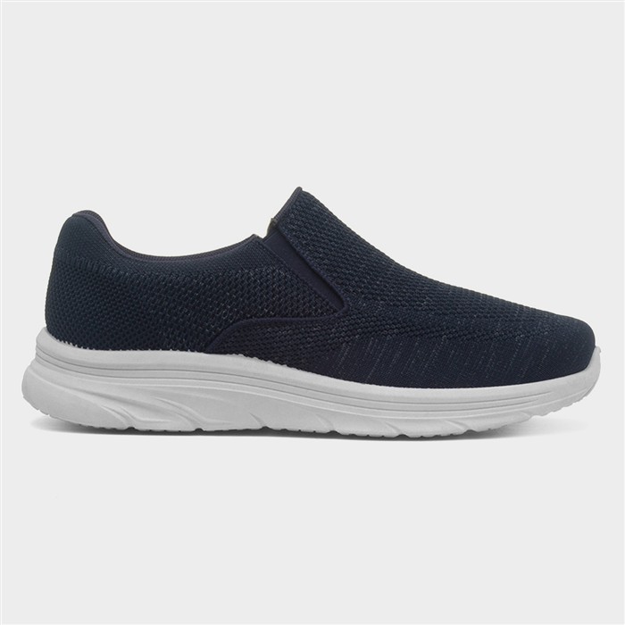 Mens Navy Knitted Slip On Casual Shoe