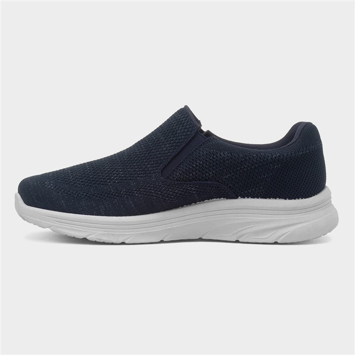 Mens Navy Knitted Slip On Casual Shoe