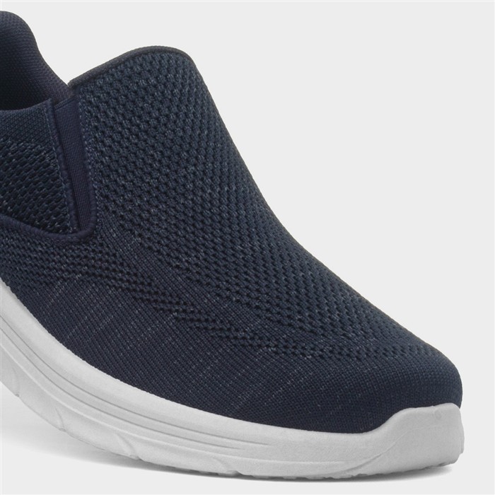 Mens Navy Knitted Slip On Casual Shoe