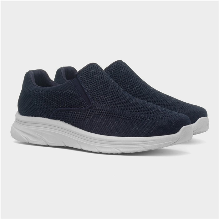 Mens Navy Knitted Slip On Casual Shoe