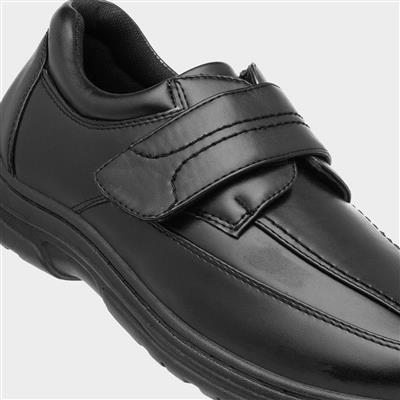 Mens Easy Fasten Black Shoe