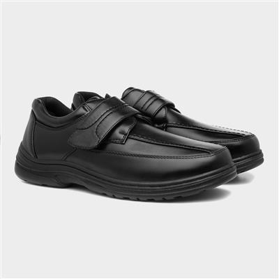 Mens Easy Fasten Black Shoe
