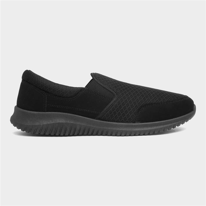 Mens Black Knitted Slip On Casual Shoes
