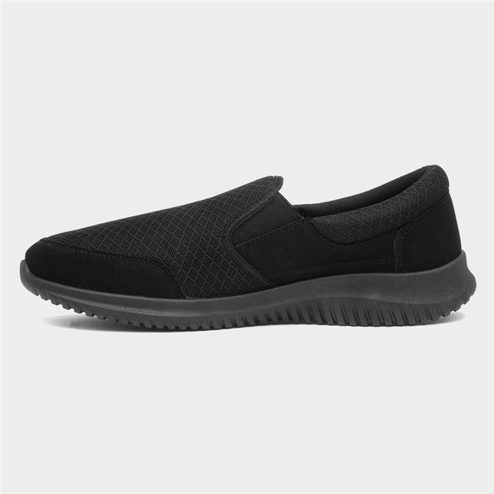 Mens Black Knitted Slip On Casual Shoes