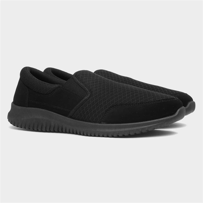 Mens Black Knitted Slip On Casual Shoes