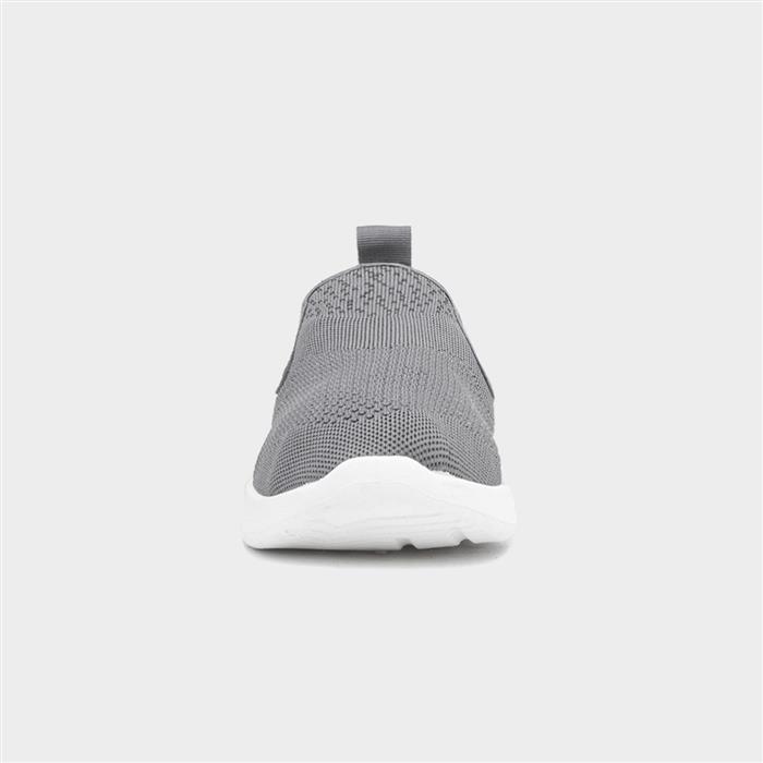 Mens Grey Slip On Knitted Gusset Canvas Shoe