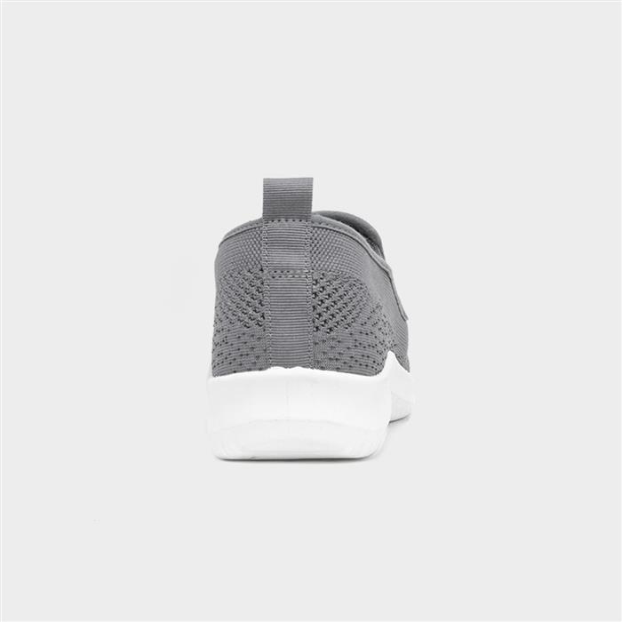 Mens Grey Slip On Knitted Gusset Canvas Shoe