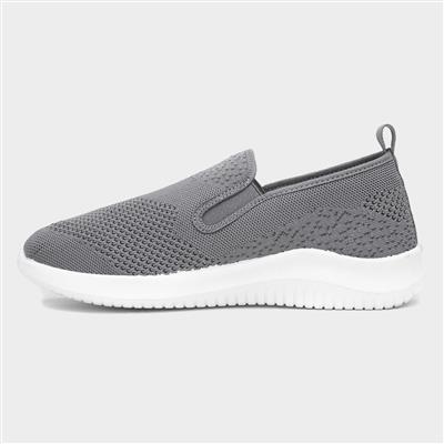 Mens Grey Slip On Canvas Shoe