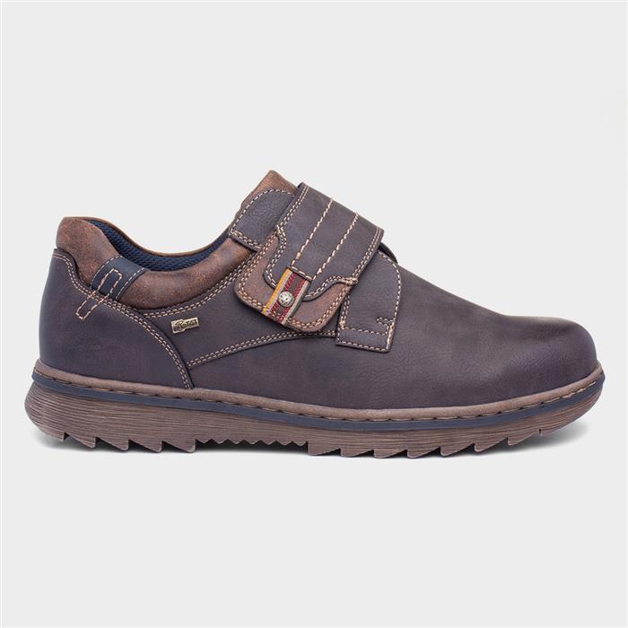 Steve Mens Brown Easy Fasten Wide Fit Shoe