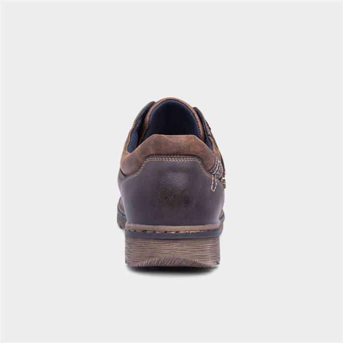 Steve Mens Brown Easy Fasten Wide Fit Shoe