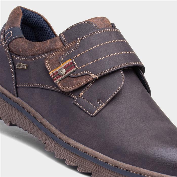 Steve Mens Brown Easy Fasten Wide Fit Shoe