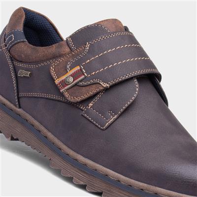 Steve Mens Brown Easy Fasten Wide Fit Shoe