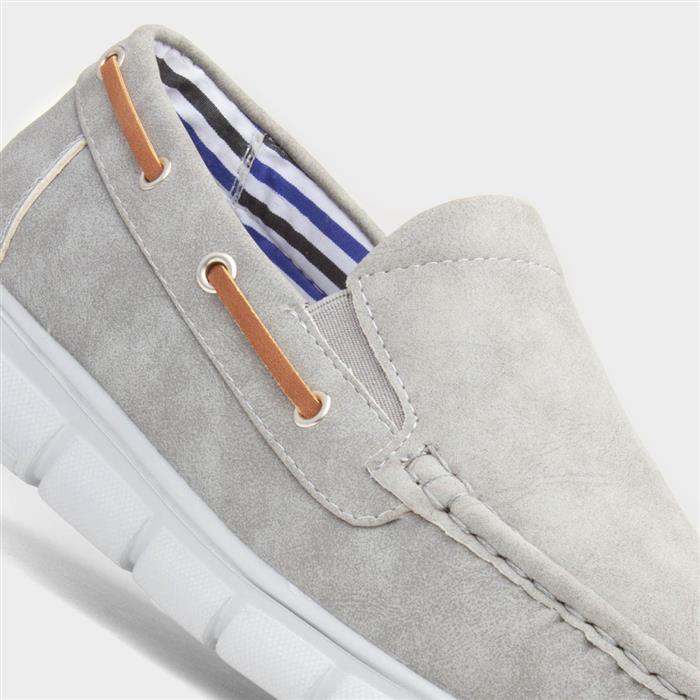 Declan Mens Grey Casual Boat Shoe