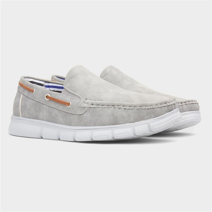 Declan Mens Grey Casual Boat Shoe
