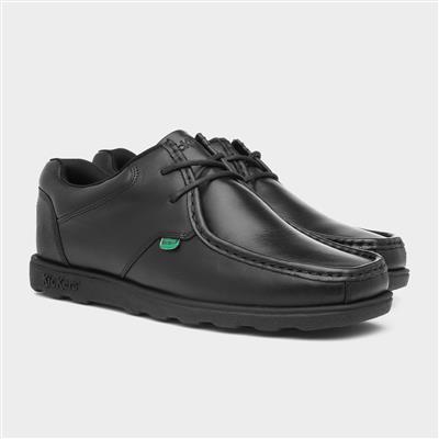 Fragma Mens Black Leather Lace Up Shoe