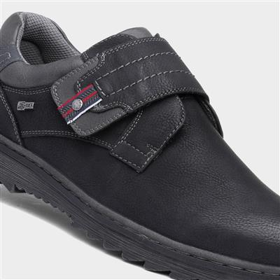 Steve Mens Black Easy Fasten Wide Fit Shoe