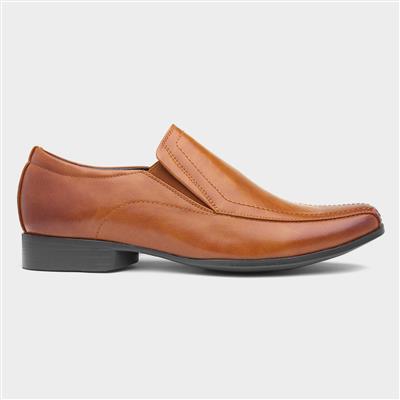 Eamon Mens Tan Slip On Shoe with Tramlines