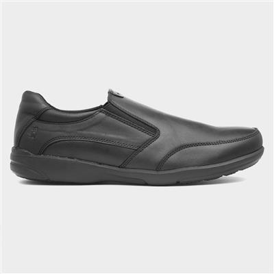 Aaron Mens Black Slip On Leather Shoe