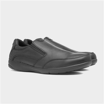 Hush Puppies Aaron Mens Black Slip On Leather Shoe-528159 | Shoe Zone