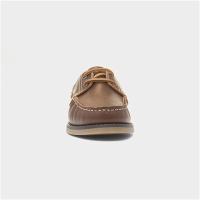 Wilson Mens Brown Leather Boat Shoe