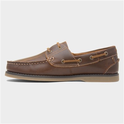 Wilson Mens Brown Leather Boat Shoe