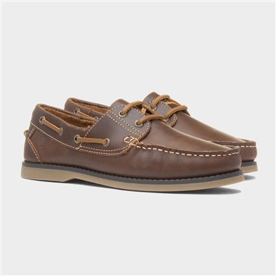 Wilson Mens Brown Leather Boat Shoe