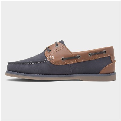 Wilson Mens Navy Leather Boat Shoe