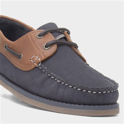 Wilson Mens Navy Leather Boat Shoe