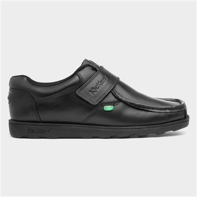 Fragma Mens Black Leather Easy Fasten Shoe