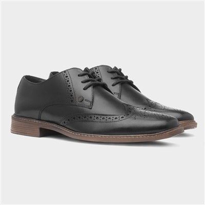 Andy Mens Black Leather Brogue Shoe