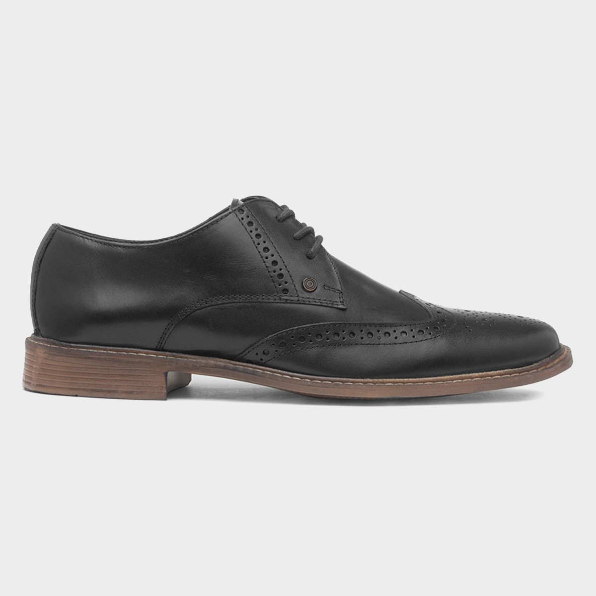 Andy Mens Black Leather Brogue Shoe